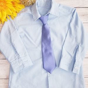 Long Sleeve Button Down Polo Shirt with Tie